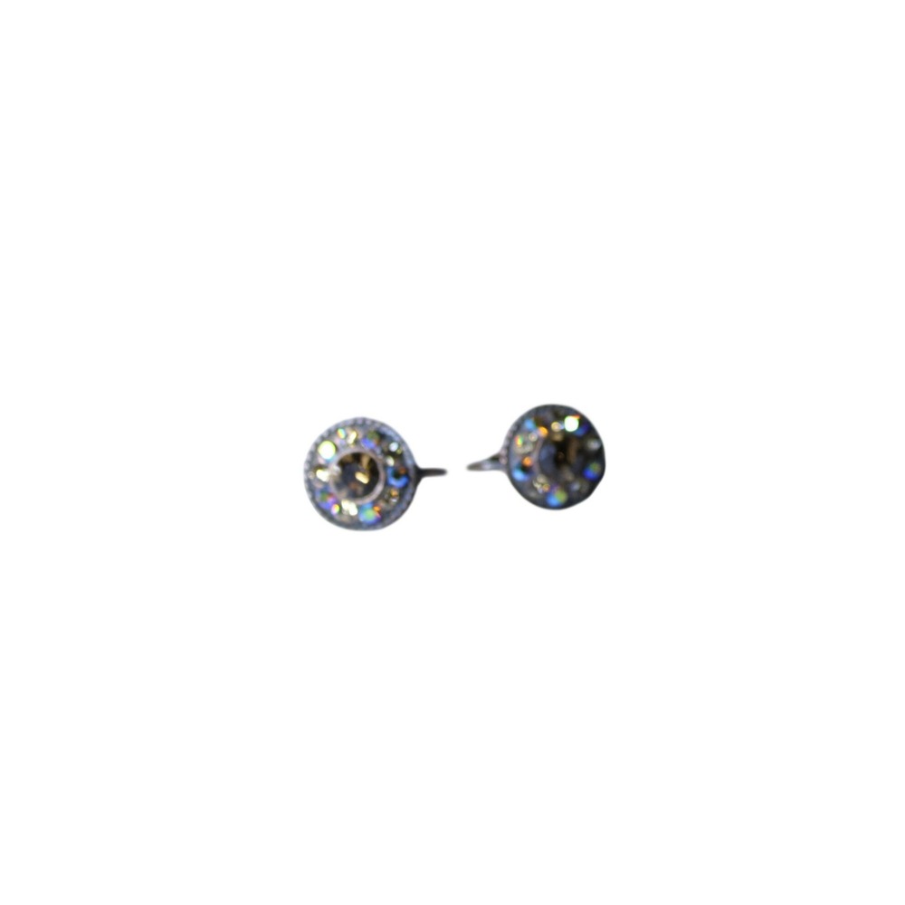 Crystal Leverback Halo Earrings Womens Amber Silver EUC Vintage Style - Picture 2 of 2